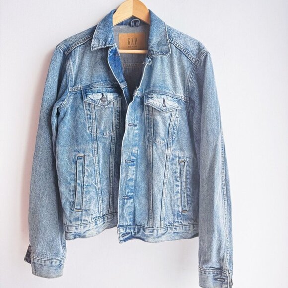 GAP Icon Denim Jacket w Embroidery M - Picture 2 of 5